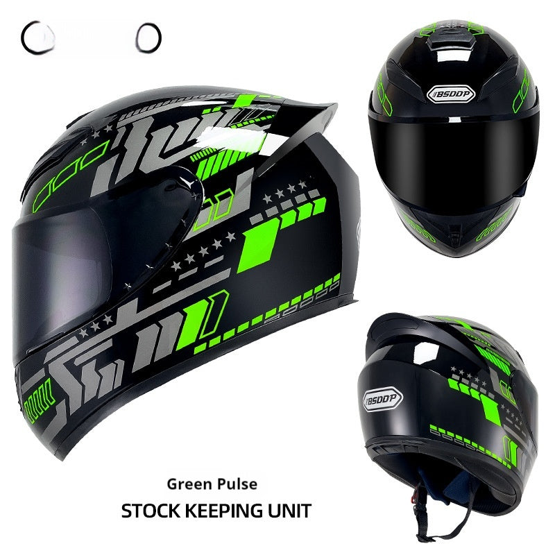 Hiver Personnalité Casque de moto Quatre saisons Knight Bluetooth Locomotive Plein visage
