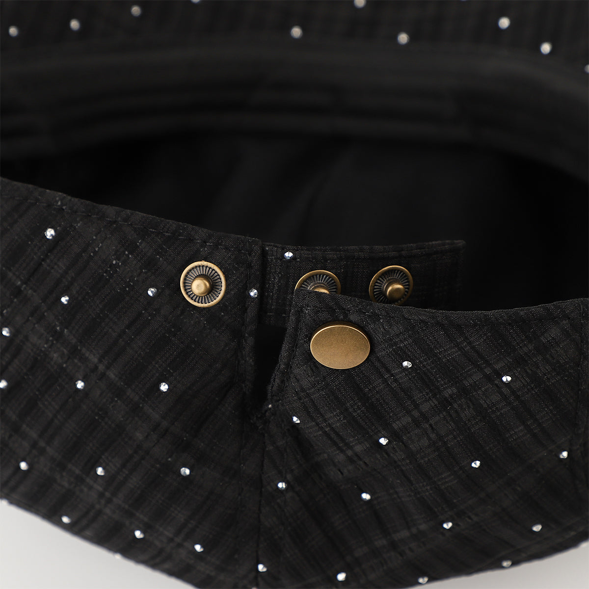 Été léger à paillettes à vérifier Pattern Cap avant avec respirant plissé courte Brim F