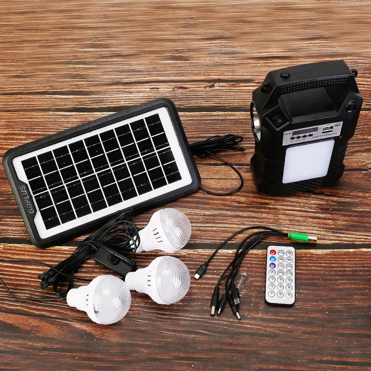 Portable Solar Power Station Rechargeable Backup Power Bank w/Flashlight 3 Ampoules d'éclairage