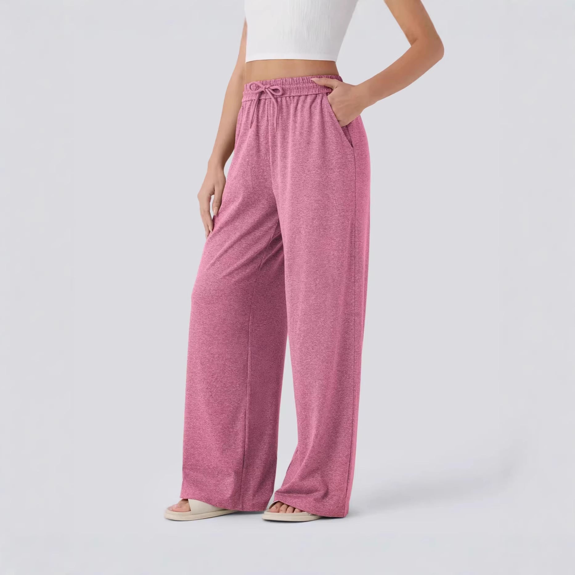 Pantalons à jambes droites pour femmes Solide-couleur