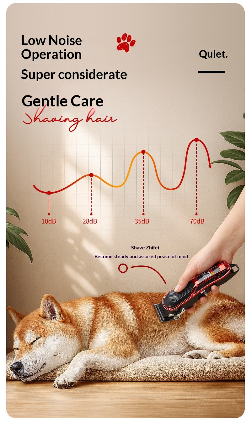 Clipper professionnel haute puissance à faible bruit pour animaux avec affichage de batterie