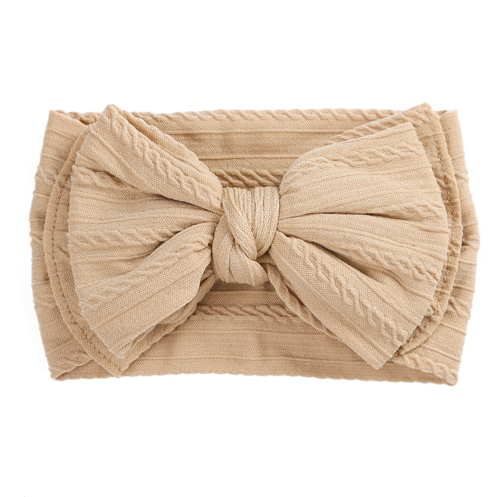 Accessoires capillaires pour enfants Jacquard Nylon Bande de cheveux Double couche Bow