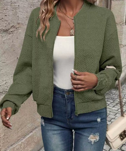 Printemps et automne Amazon La mode européenne et américaine des femmes Plaid Zipper Round Collier Lon