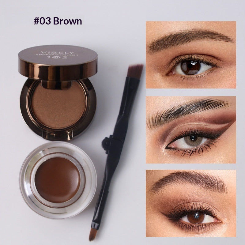 Imperméable à la sueur et à l'épreuve des boues Eyeliner 2 en 1 double couleur et gel de sourcils