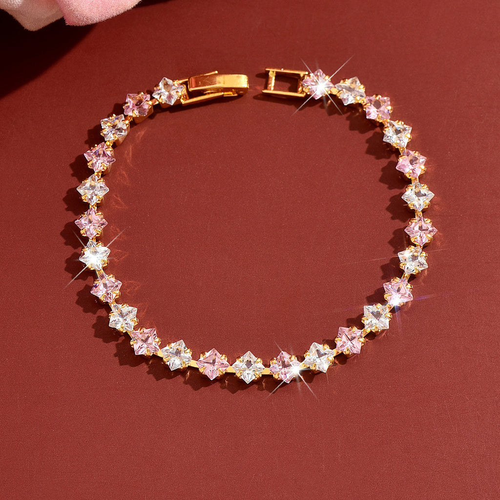 Femmes Multi Couleur Quatre Feuille Clover Bracelet de tennis