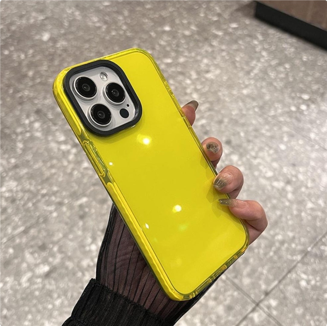 Color-Block Macaron Shatterproof Transparent Phone Case