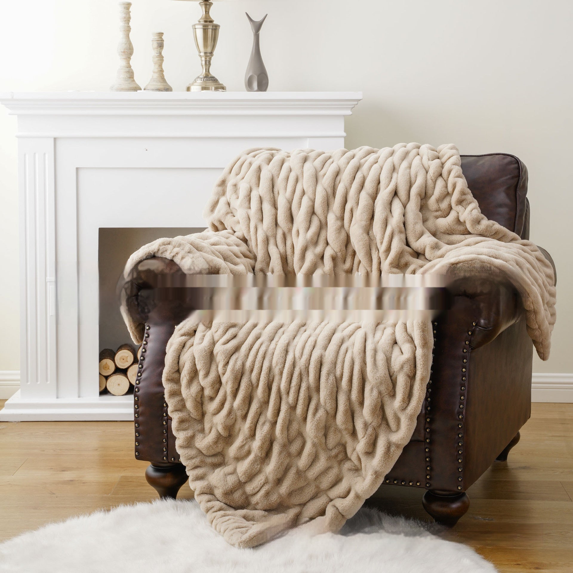 Blanket de fourrure de lapin de faux à double couche