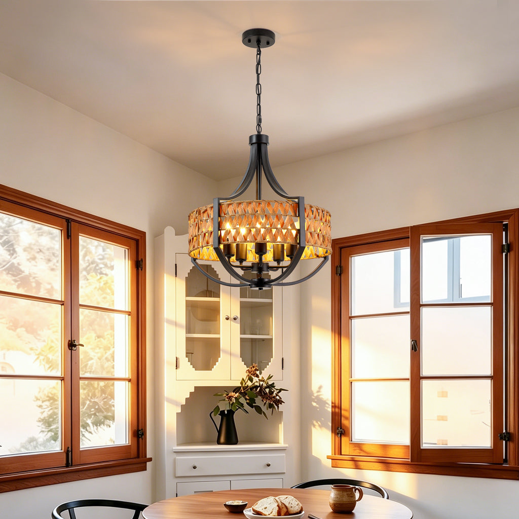 19.7" Rattan Chandelier