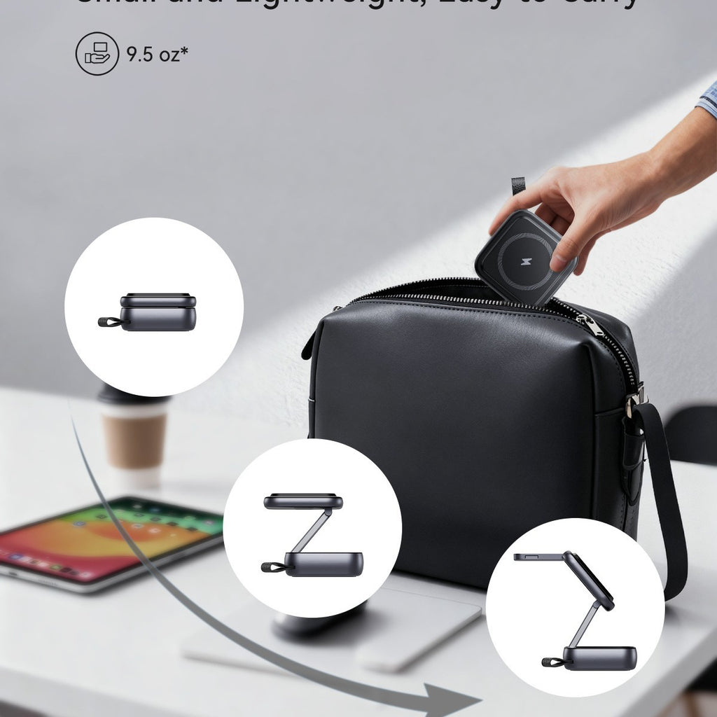 Support pliant multi-fonction de bureau avec chargeur sans fil magnétique fort