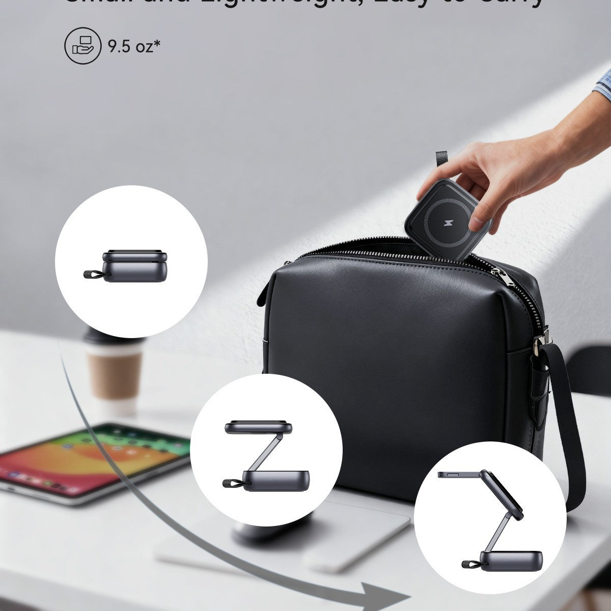 Support pliant multi-fonction de bureau avec chargeur sans fil magnétique fort