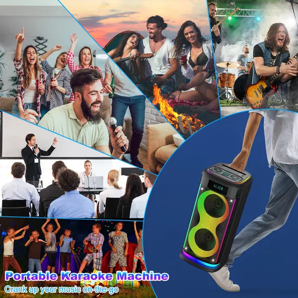 Haut-parleur de partie sans fil portable avec lumière LED sans fil Mic télécommande TWS Treble Basse