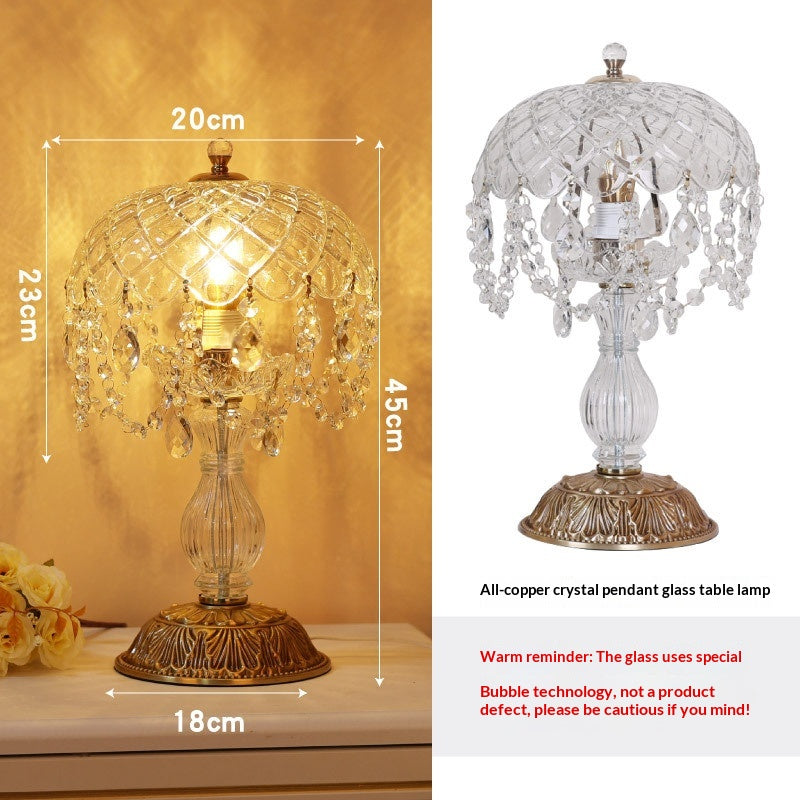 Lampe de table en verre pendentif en cristal de style français