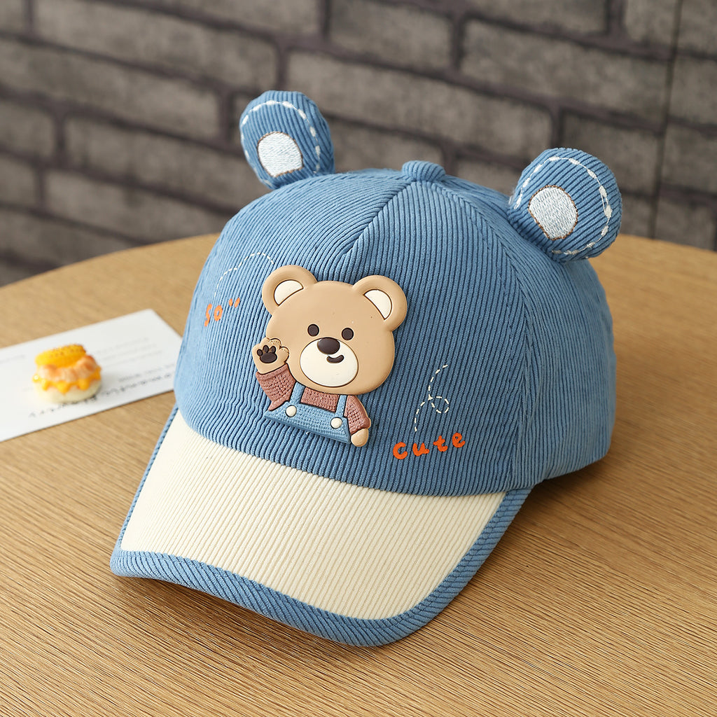 Le style d'automne des enfants Drawstring Easel Bear Corduroy mode et mignon baby baseball