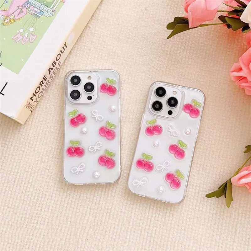 Cas téléphonique Epoxy en trois dimensions Cherry Bow