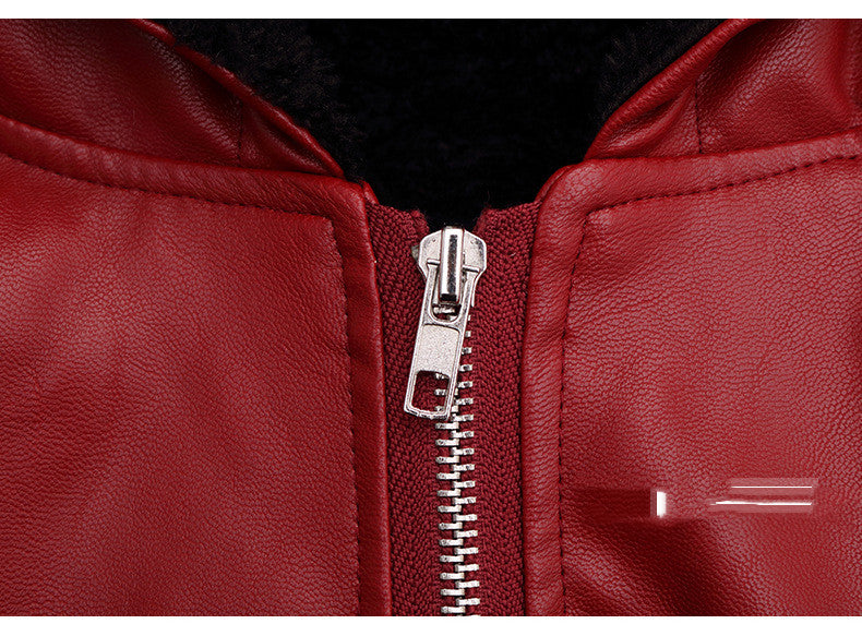 Veste en cuir PU Veste à capuche pour enfants