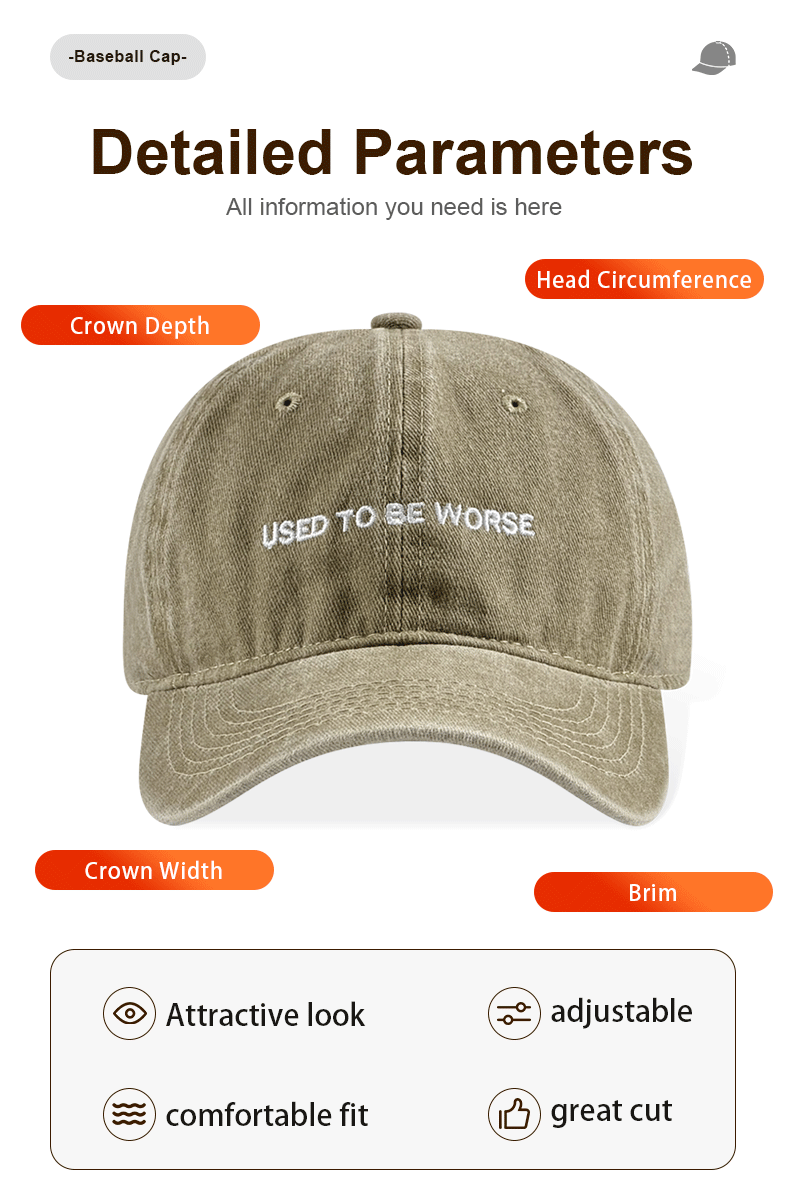 Funny Slogan Utilisé pour être pire Vintage Lavé Chapeau de papa Unisexe Casual Travel Streetwear Baseb