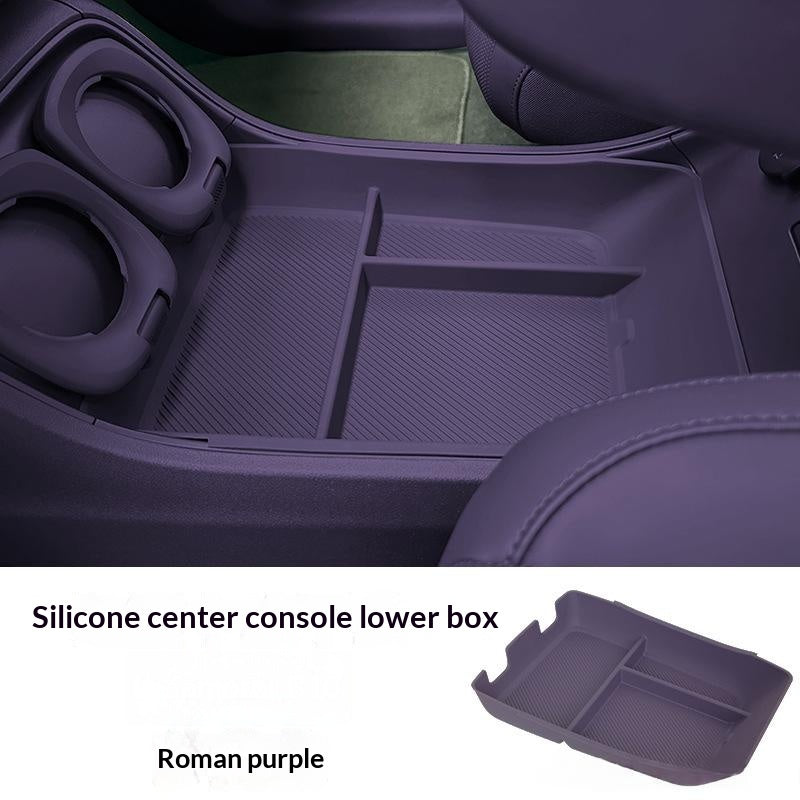 B10 Console centrale Compartiment de stockage inférieur Plateau d'organisateur de silicone