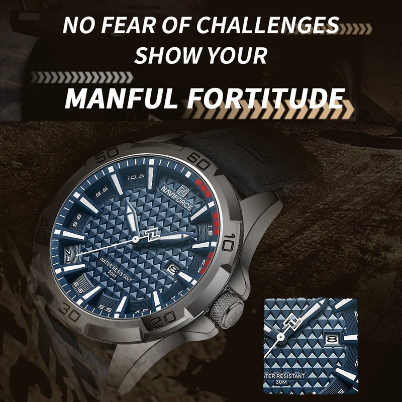 NAVIFORCE Marque Hommes Mode Montres Quartz Homme cuir Stra