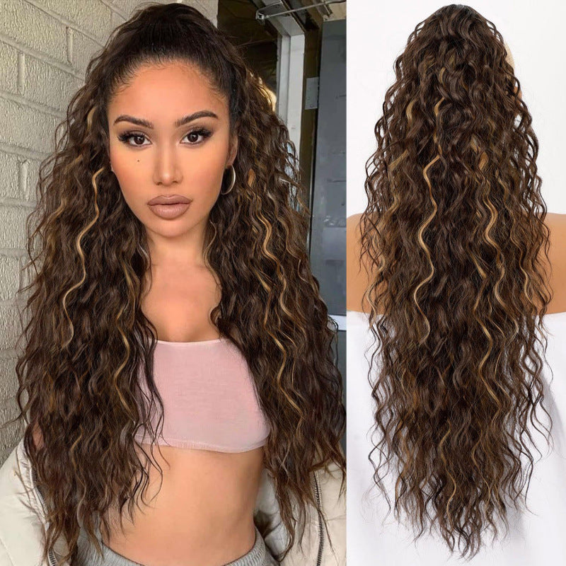 L'Europe et l'Amérique-style Grand Clip-in Long Wavy Ponytail Tiger-claw Long Curly Ponytai
