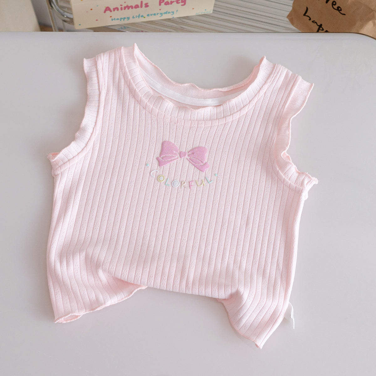 T-shirt pour vêtements de dessus sans manches de couleur Candy