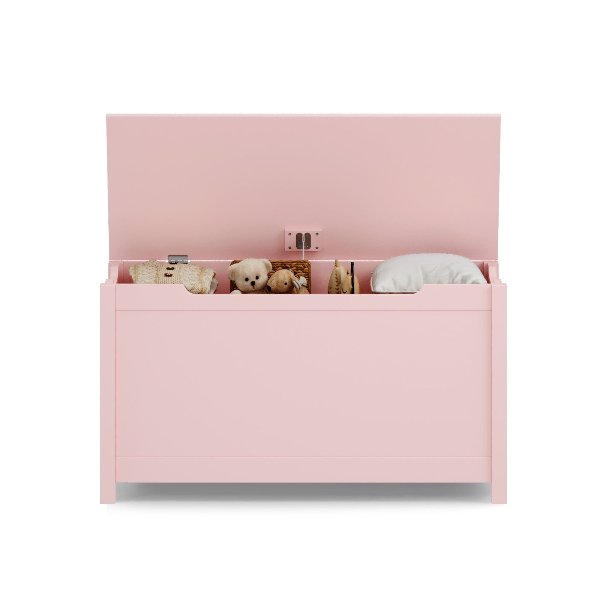 Rangement de boîtes de jouets en bois pour enfants avec couvercle à charnières de sécurité pour les 2 ans et plus (Pink)