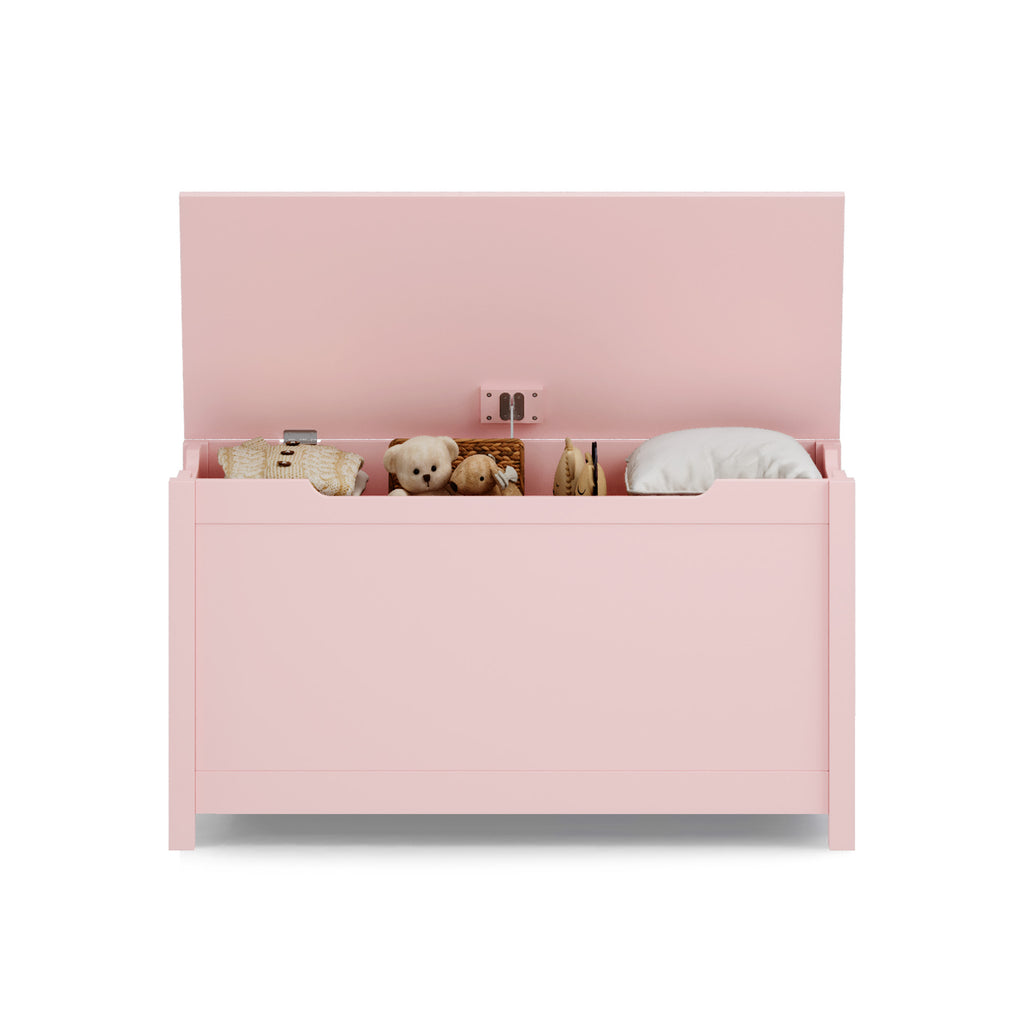Rangement de boîtes de jouets en bois pour enfants avec couvercle à charnières de sécurité pour les 2 ans et plus (Pink)