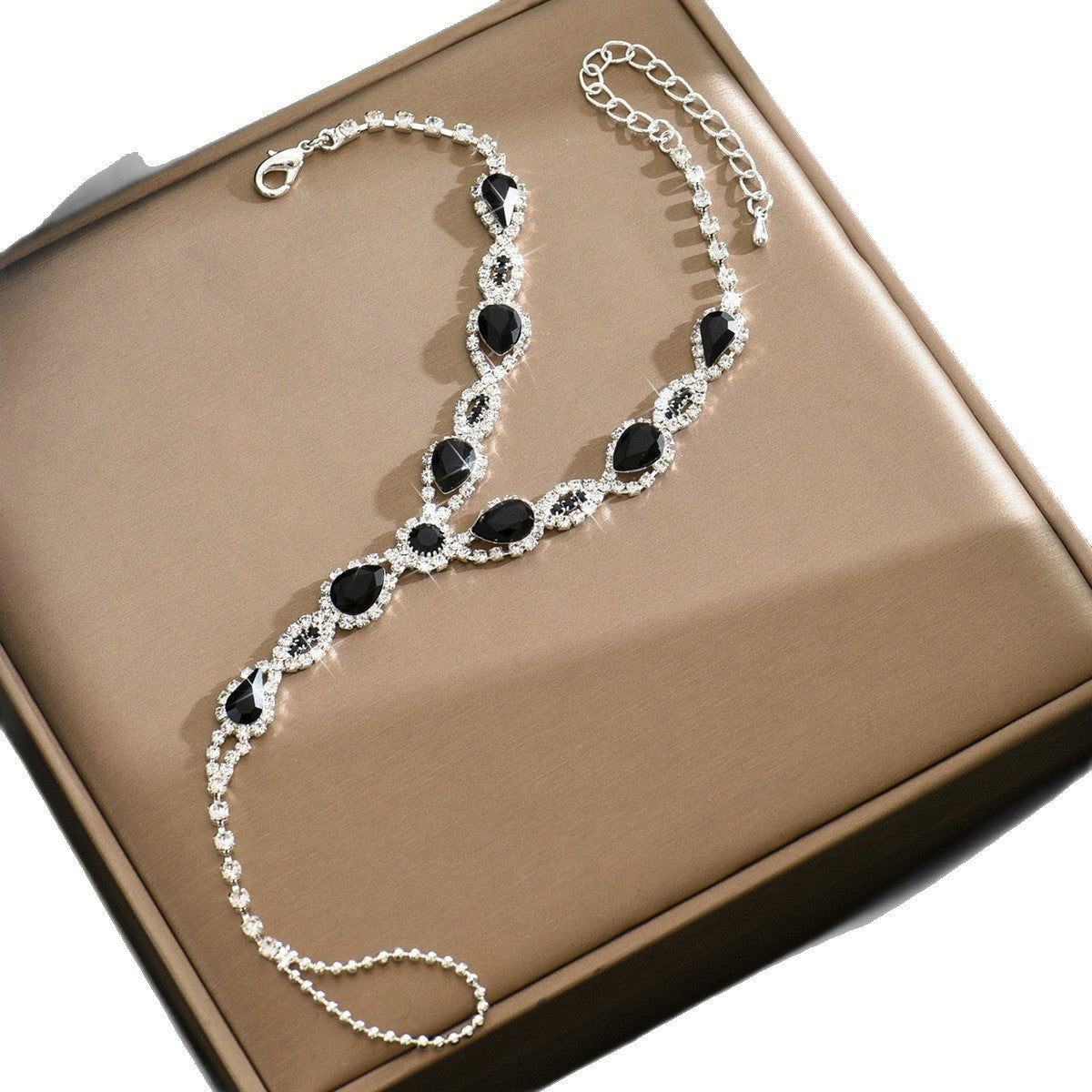 Style Sweet Full Diamond Water Drop Anklet Mode Silver-Plated Bague de pied enroulé Be