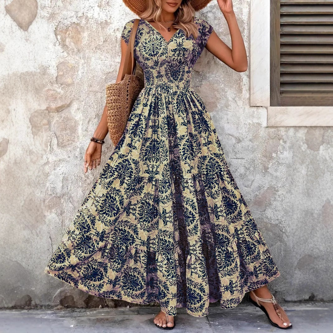 Robe Boho Maxi d'été Imprimé floral vintage