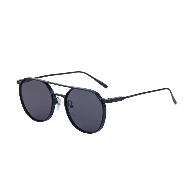 Verres de cadre ovale rétro Lunettes de soleil Aviateur double faisceau en métal