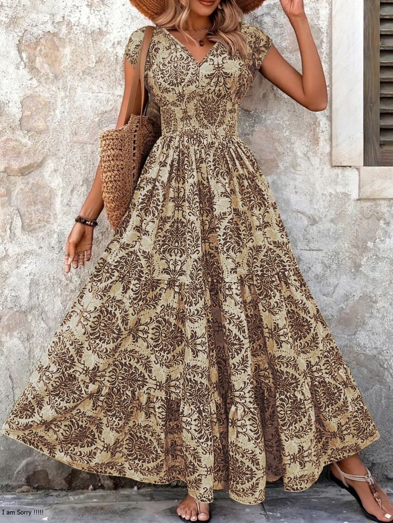 Robe Boho Maxi d'été Imprimé floral vintage