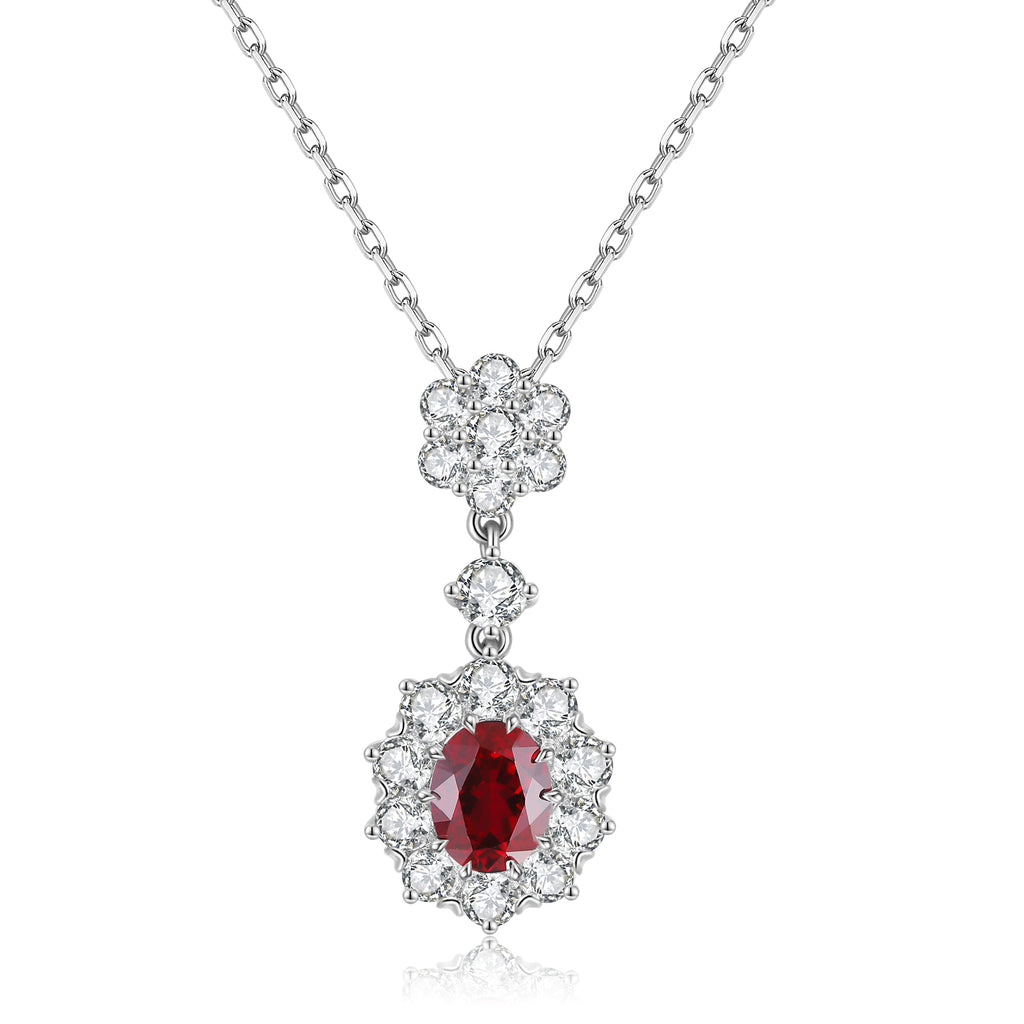 S925 Argent 6.3g Collier de pierre gemme créé en laboratoire