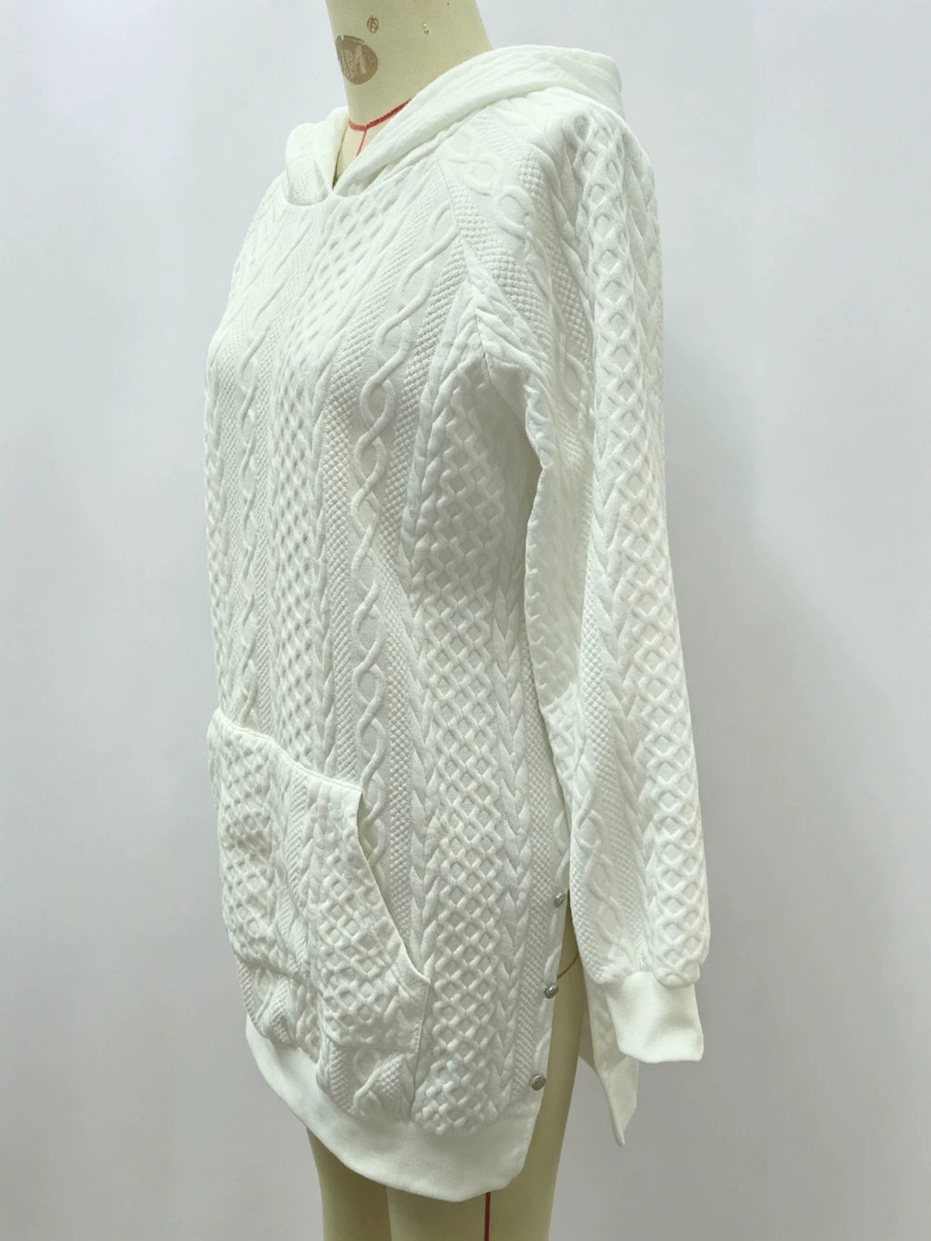 Amazon Autumn Simple Casual Mode Bouton latéral Loose Hooted mi-longueur Sweatshirt Pour Wom