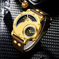 Montre or multi-fonctionnelle à cadran exagéré pour hommes