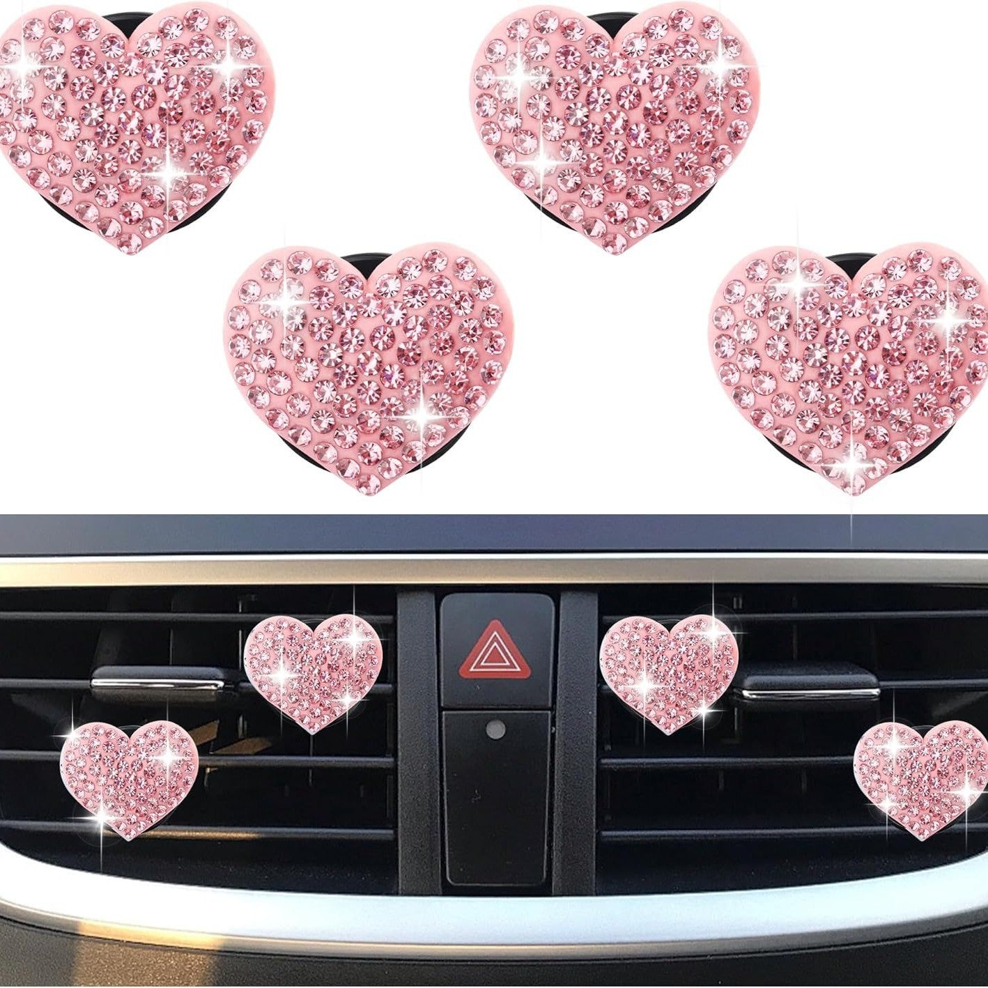 Resin Heart Strass Car Air Vent Perfume Clip