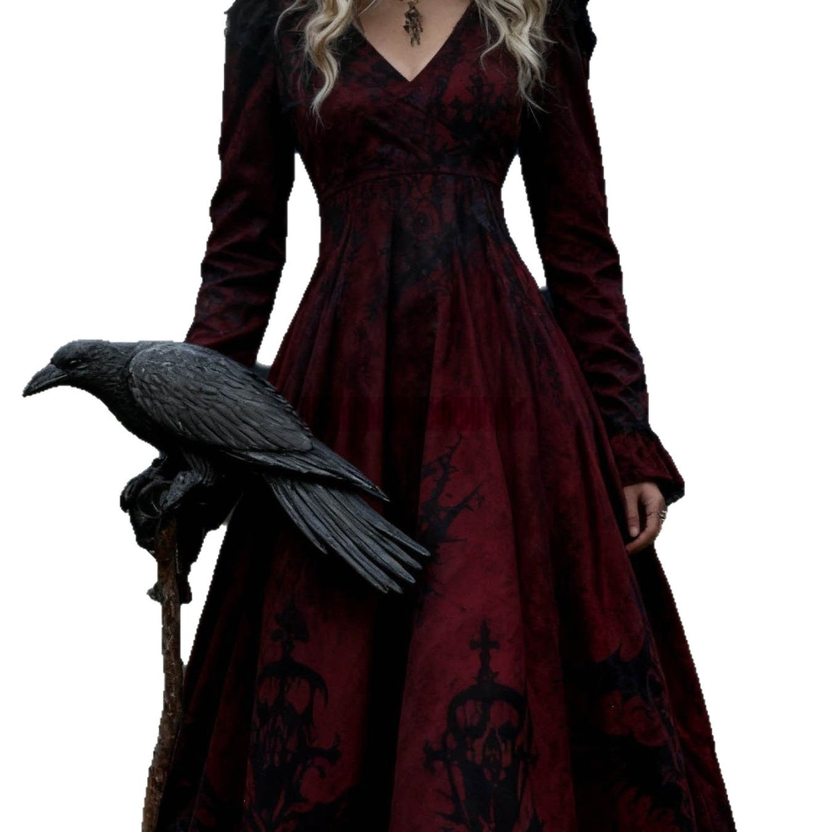 Arrivée d'automne Robe en V-Neck souple