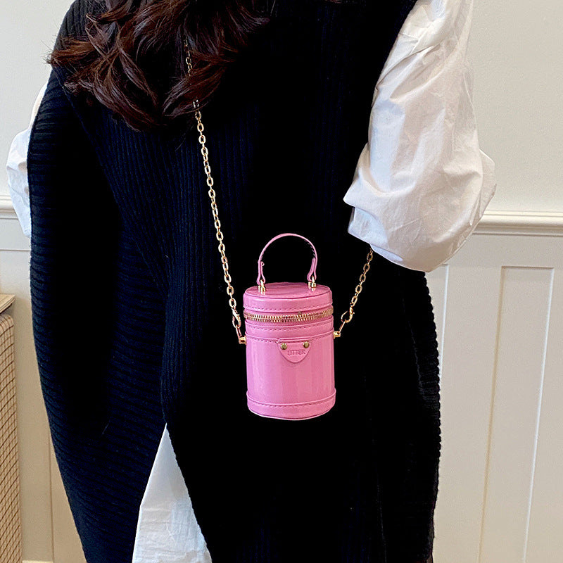 Cuir Mode Candy Couleur Sac à Bucket cylindrique