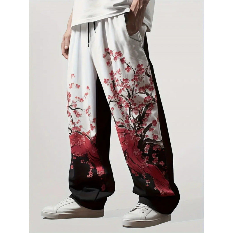 Pantalon casual homme avec imprimé de flamme bleue