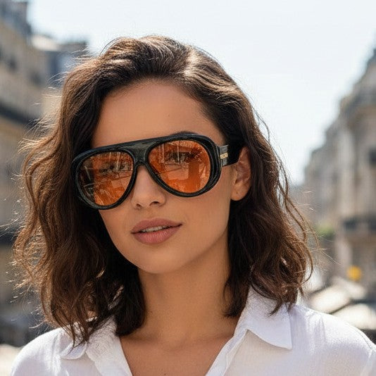 Lunettes de soleil rétro élégantes surdimensionnées Aviator