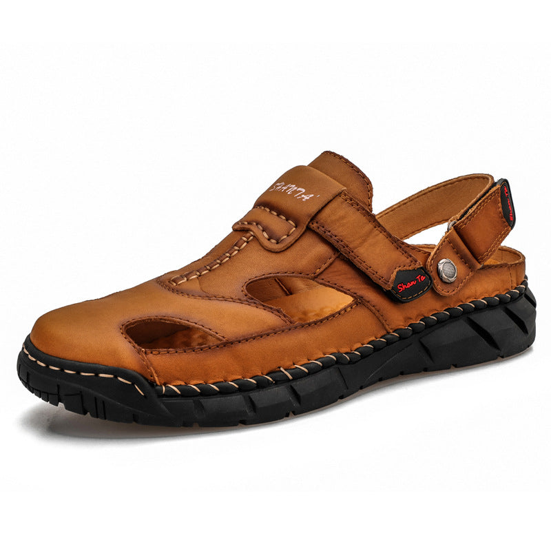 Sandales Trendy hommes de grande taille avec Velcro et détail pointillé