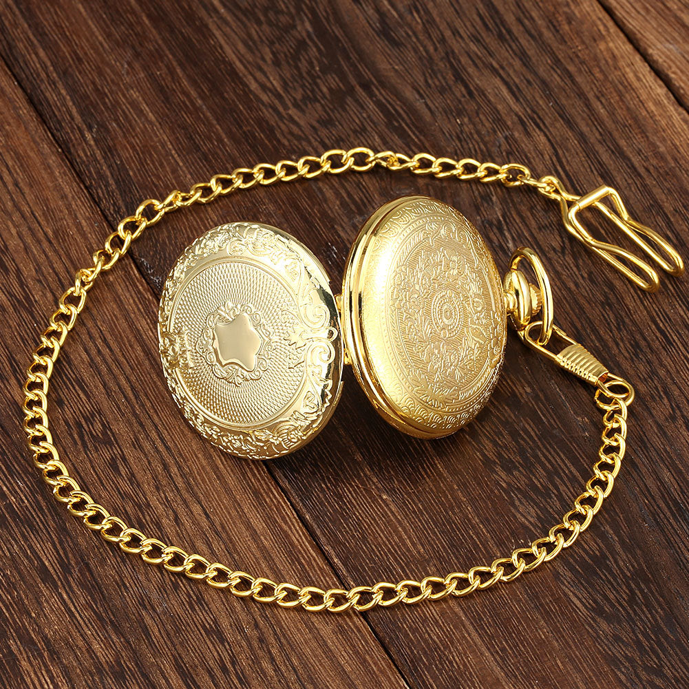 Bouclier doré modèle Grande montre de poche Montre à quartz romaine