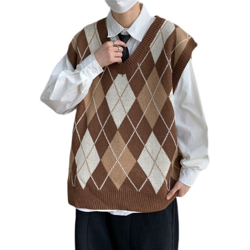 Pull-over Vest Vest Sweater à col V pour homme