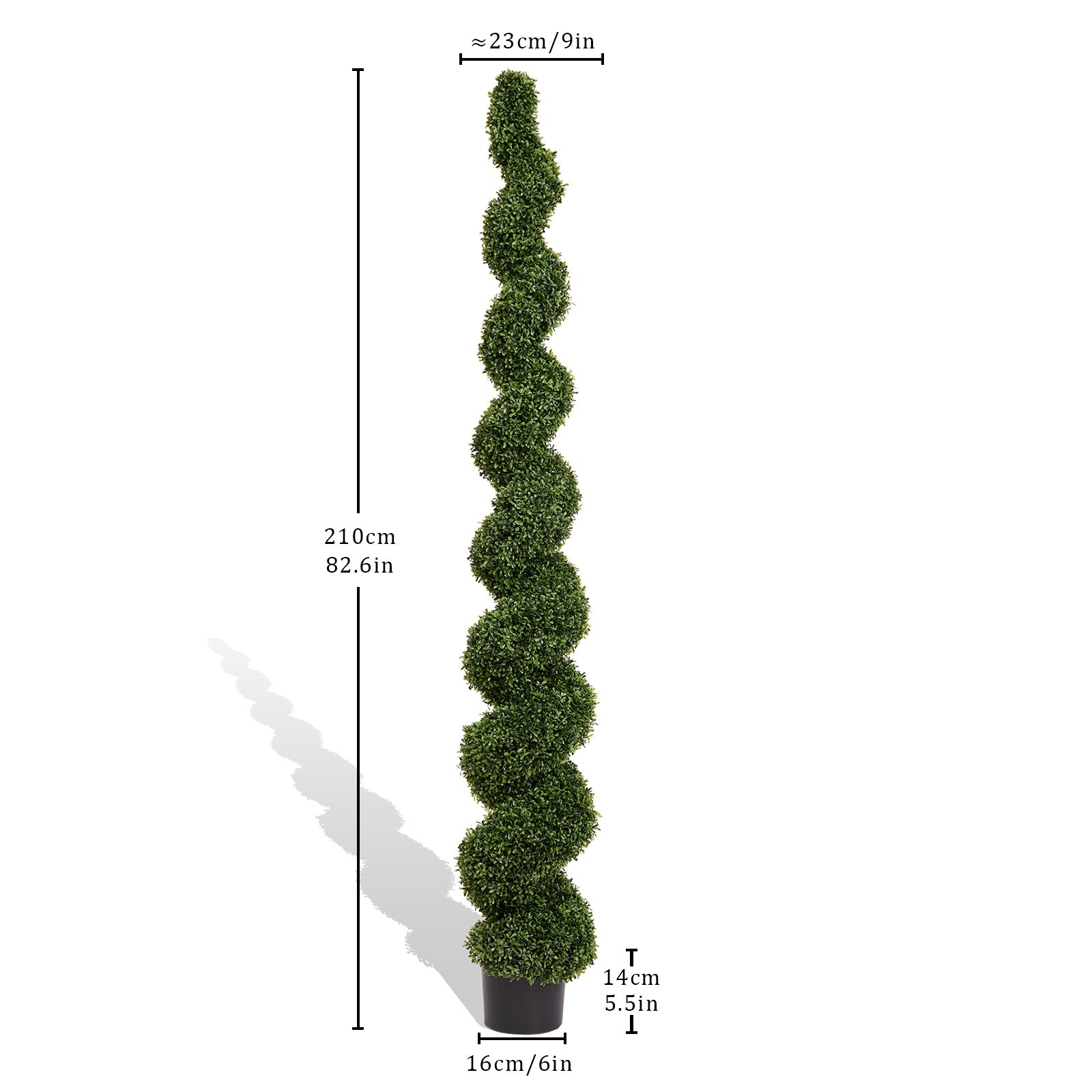 7FT Spiral Arbres topiaires artificiels à l'extérieur Faux Boxwood Plantes Grand Pot vert tordu