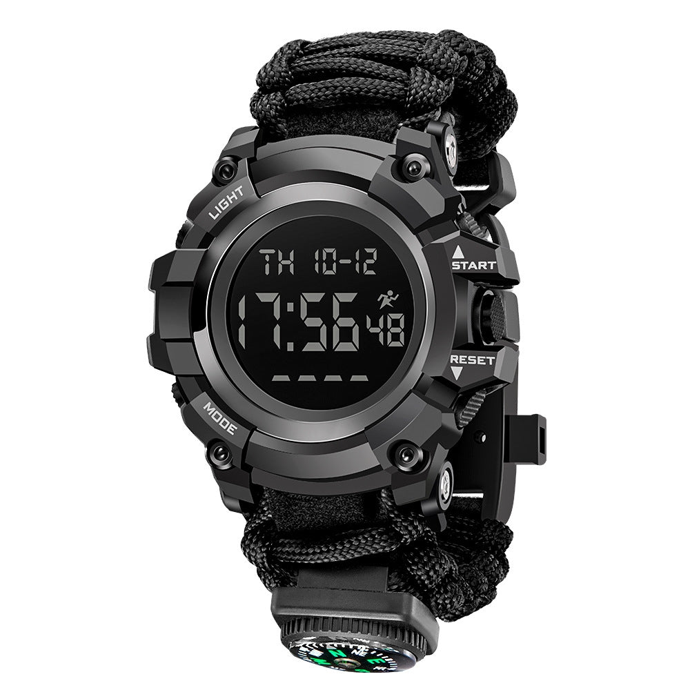 Double affichage Montre électronique Boussole d'allumage de sifflement Thermomètre montres hommes