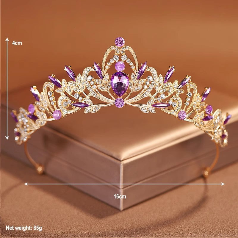 Children's Simple Purple Rhinestone Crown Hairstyle