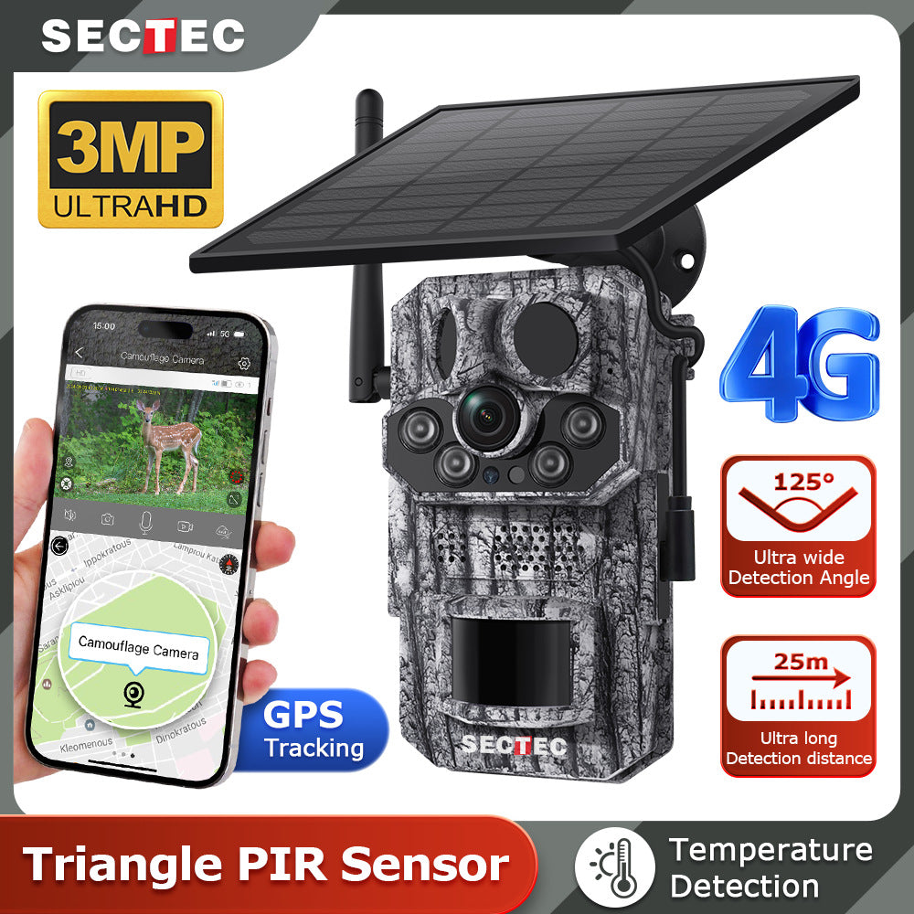 Caméra de chasse 4G Prise en charge intelligente de positionnement Détection de température
