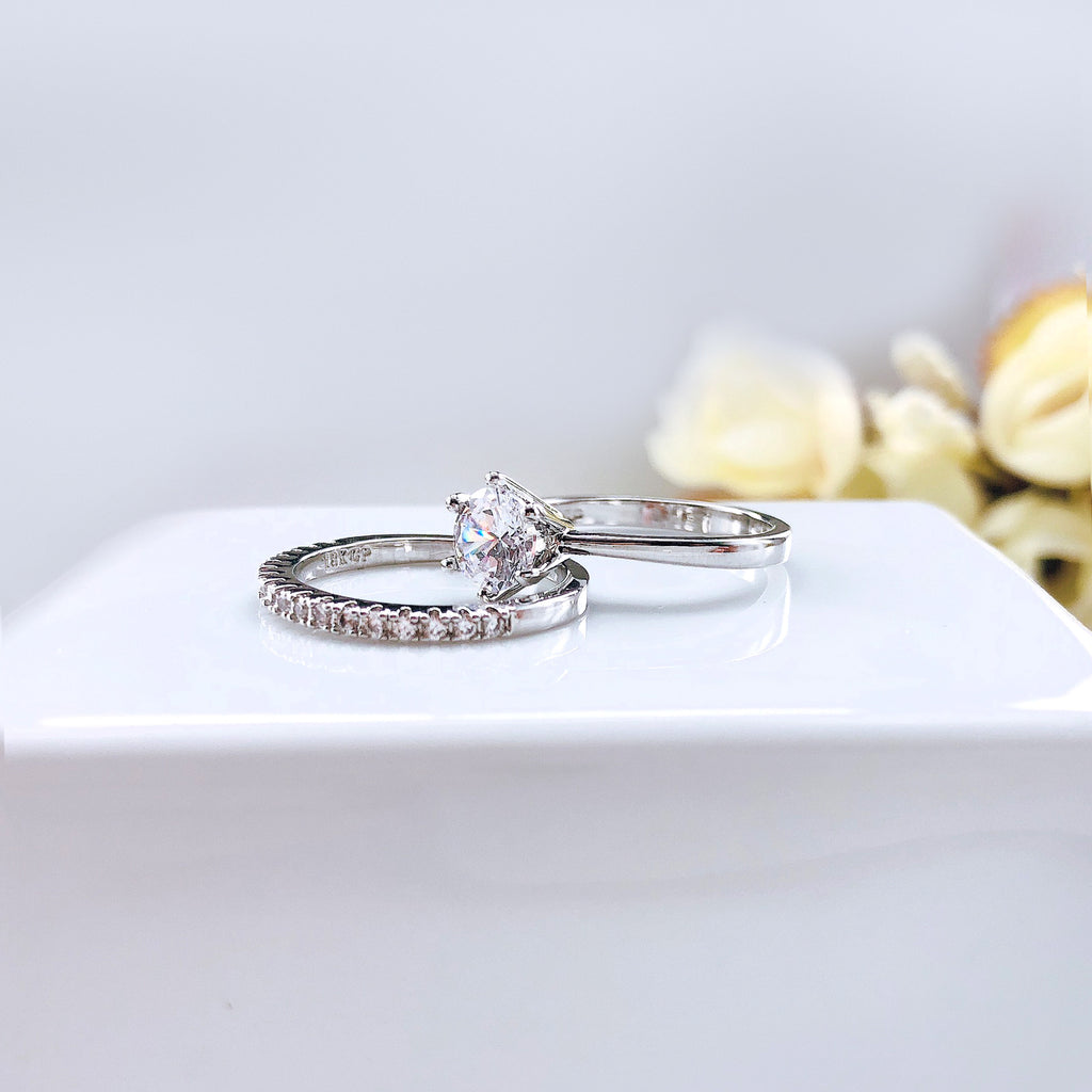 Zircon Micro Set Gold plaqué six griffes anneau