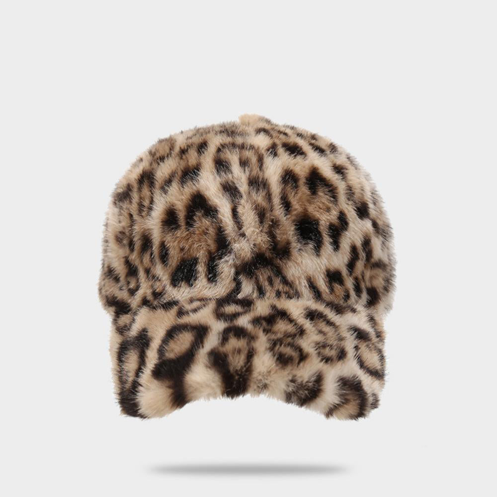 Retro Plush Leopard imprimé chaud Casquette de baseball en style coréen. Élégant et Versa