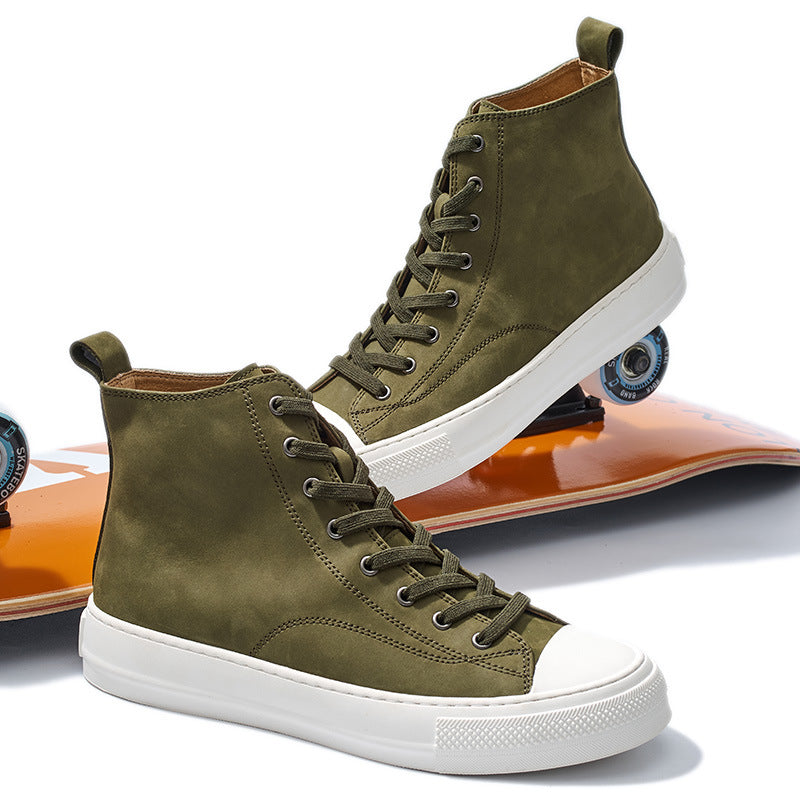 Sneakers de style retro japonais et coréen en cuir véritable