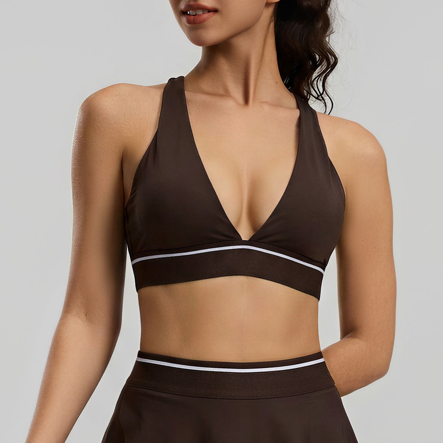 Bande de couleur européenne et américaine Sexy Tight Yoga Outfit pour les femmes