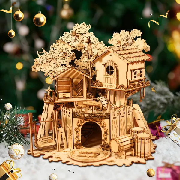 Puzzle en bois 3DTree House Artisanat fait main Kits de modèle d'assemblage Décoration créative Birthda